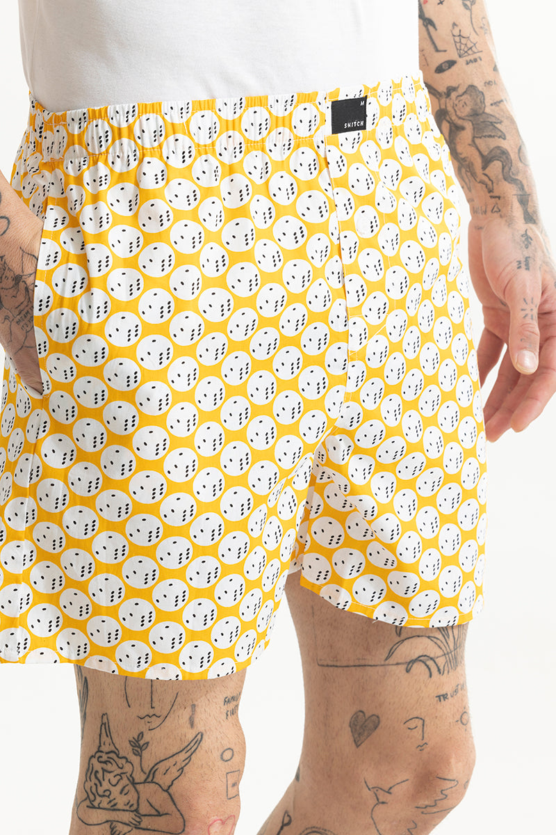 Dice Print Yellow Boxer