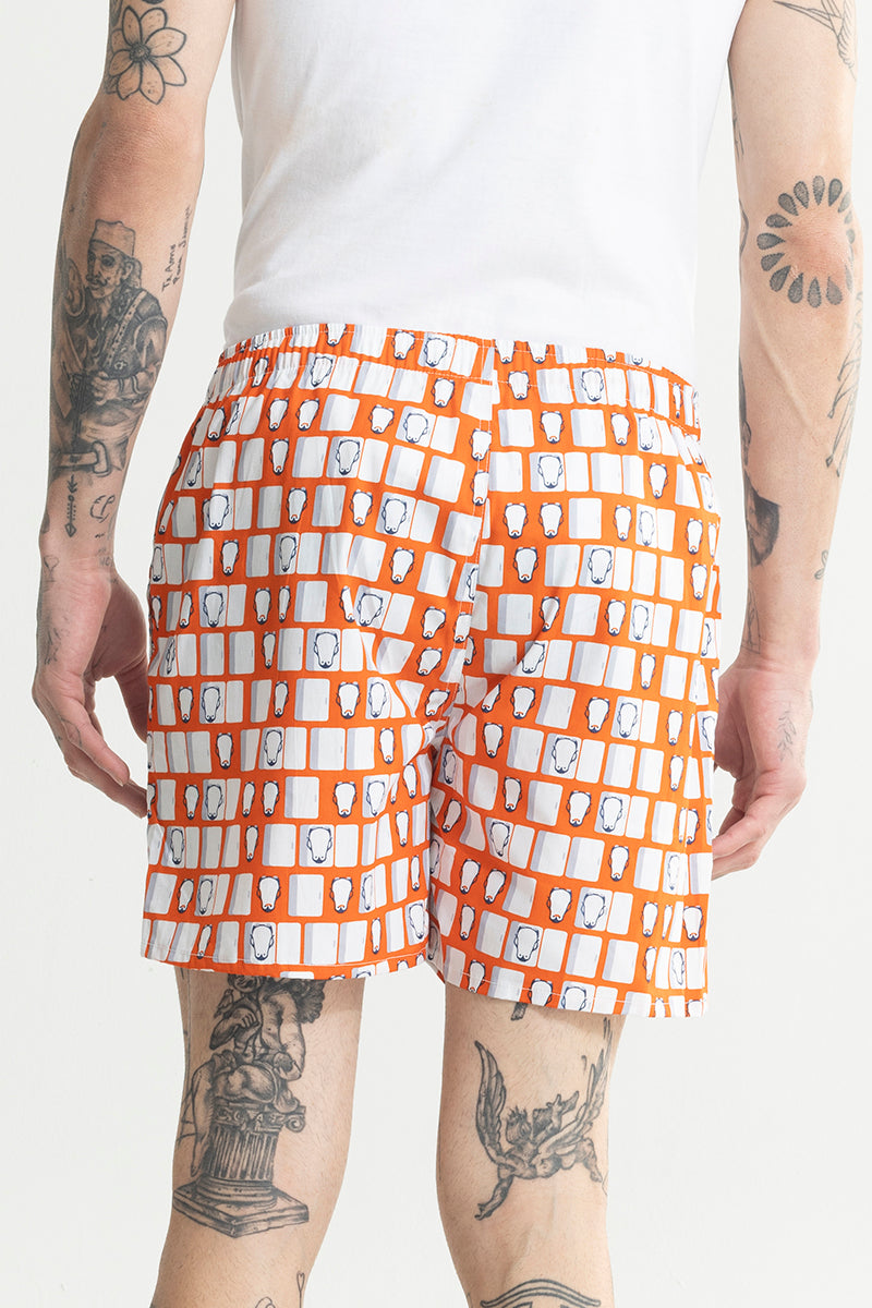 Penguin Box Print Orange Boxer