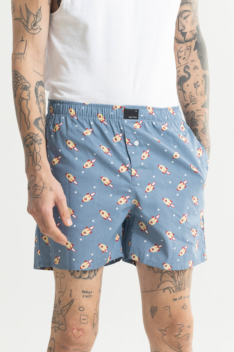 Rocket Print Grey Boxer