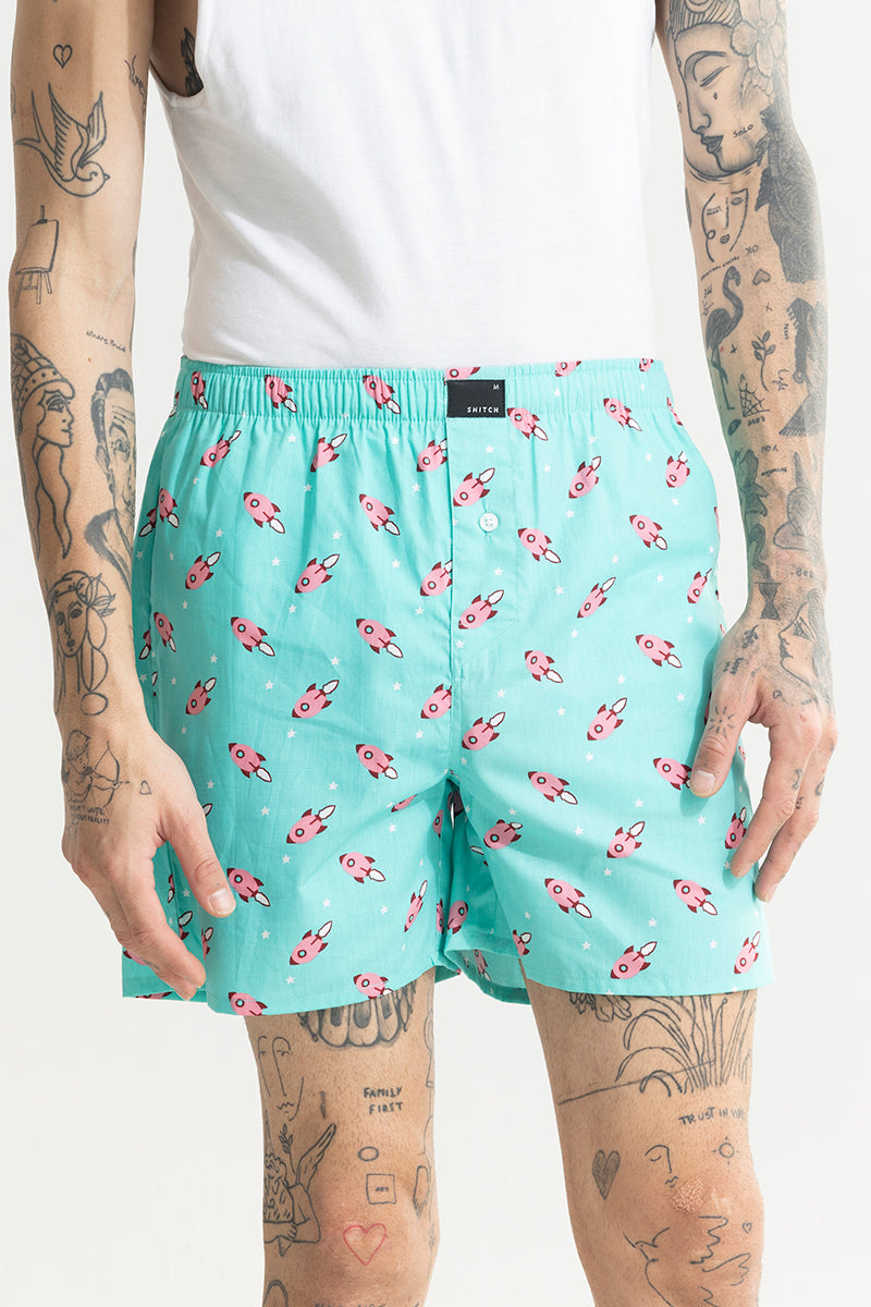 Rocket Print Blue Boxer