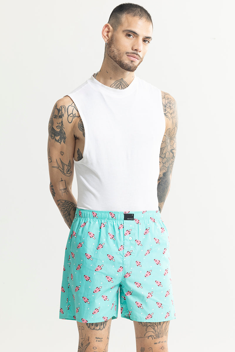 Rocket Print Blue Boxer