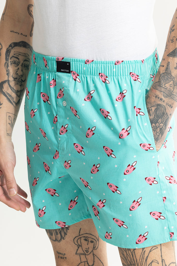 Rocket Print Blue Boxer