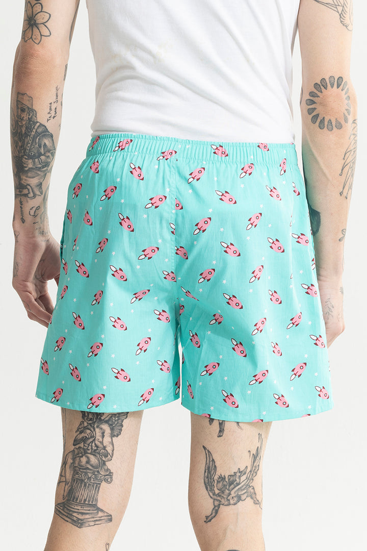 Rocket Print Blue Boxer