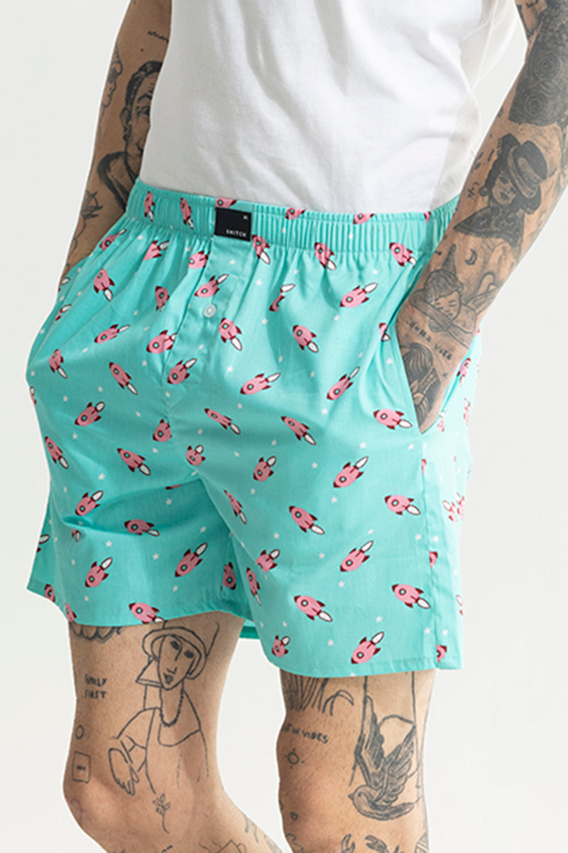 Rocket Print Blue Boxer