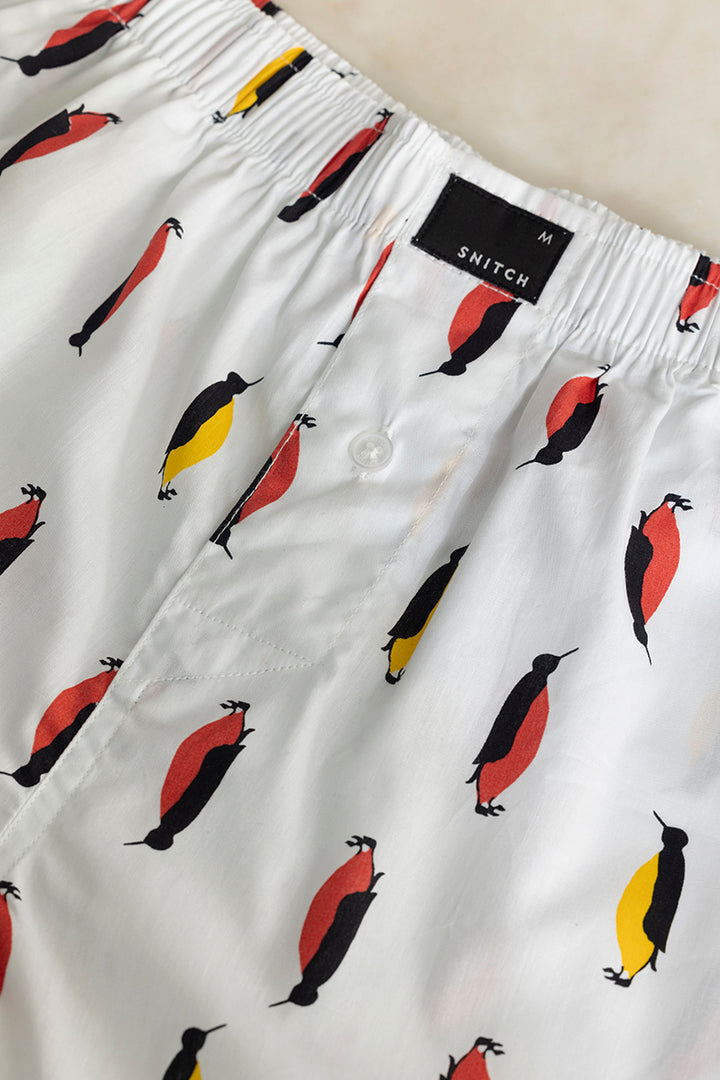 Penguin Print White Boxer