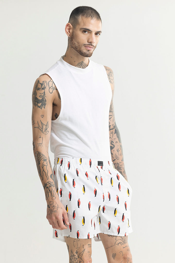 Penguin Print White Boxer