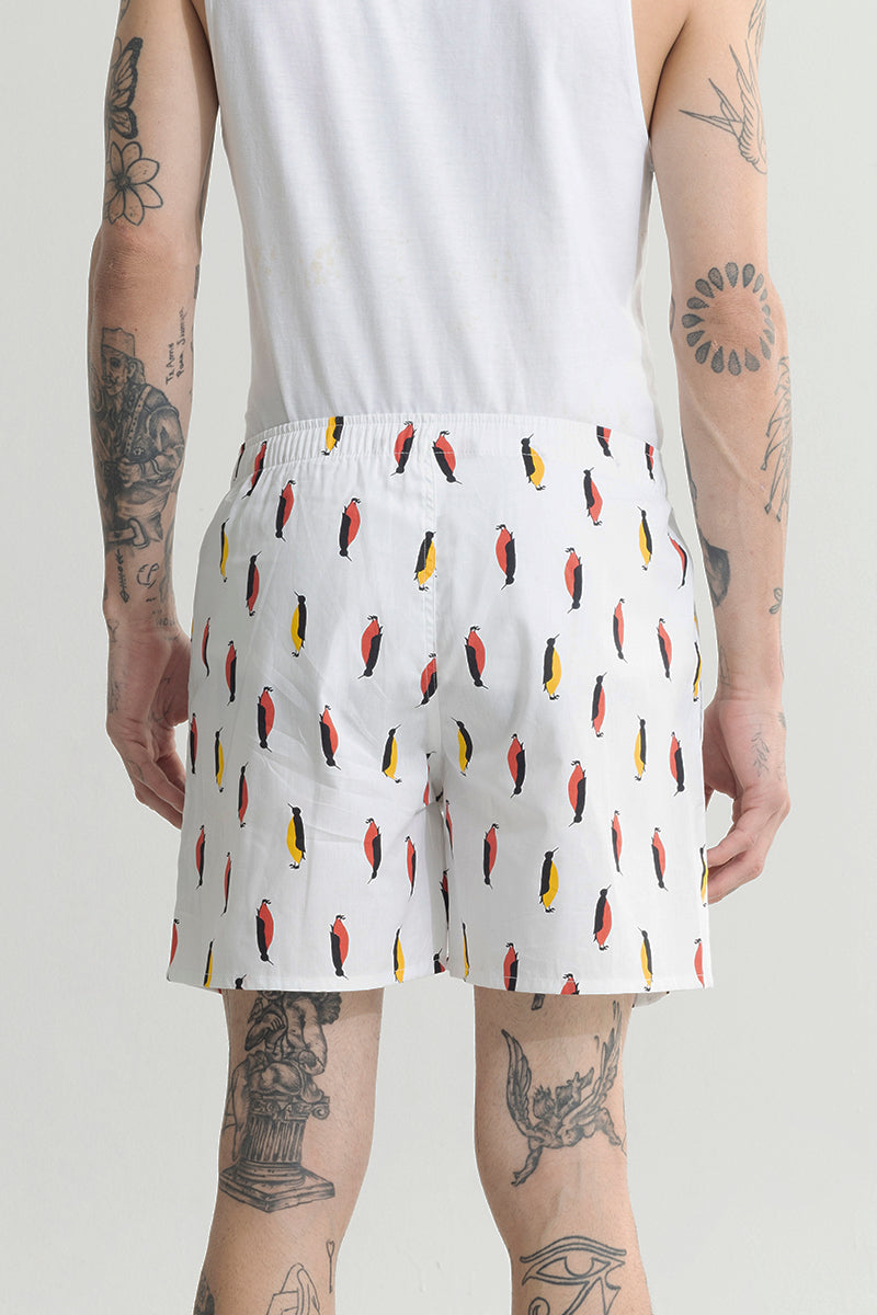 Penguin Print White Boxer