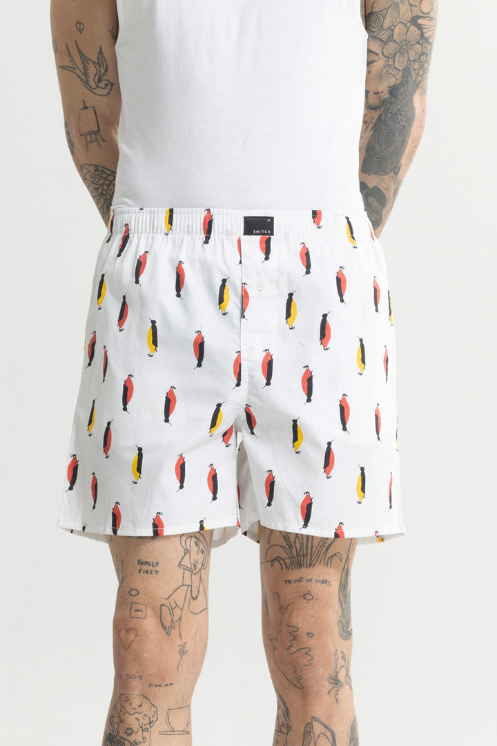 Penguin Print White Boxer