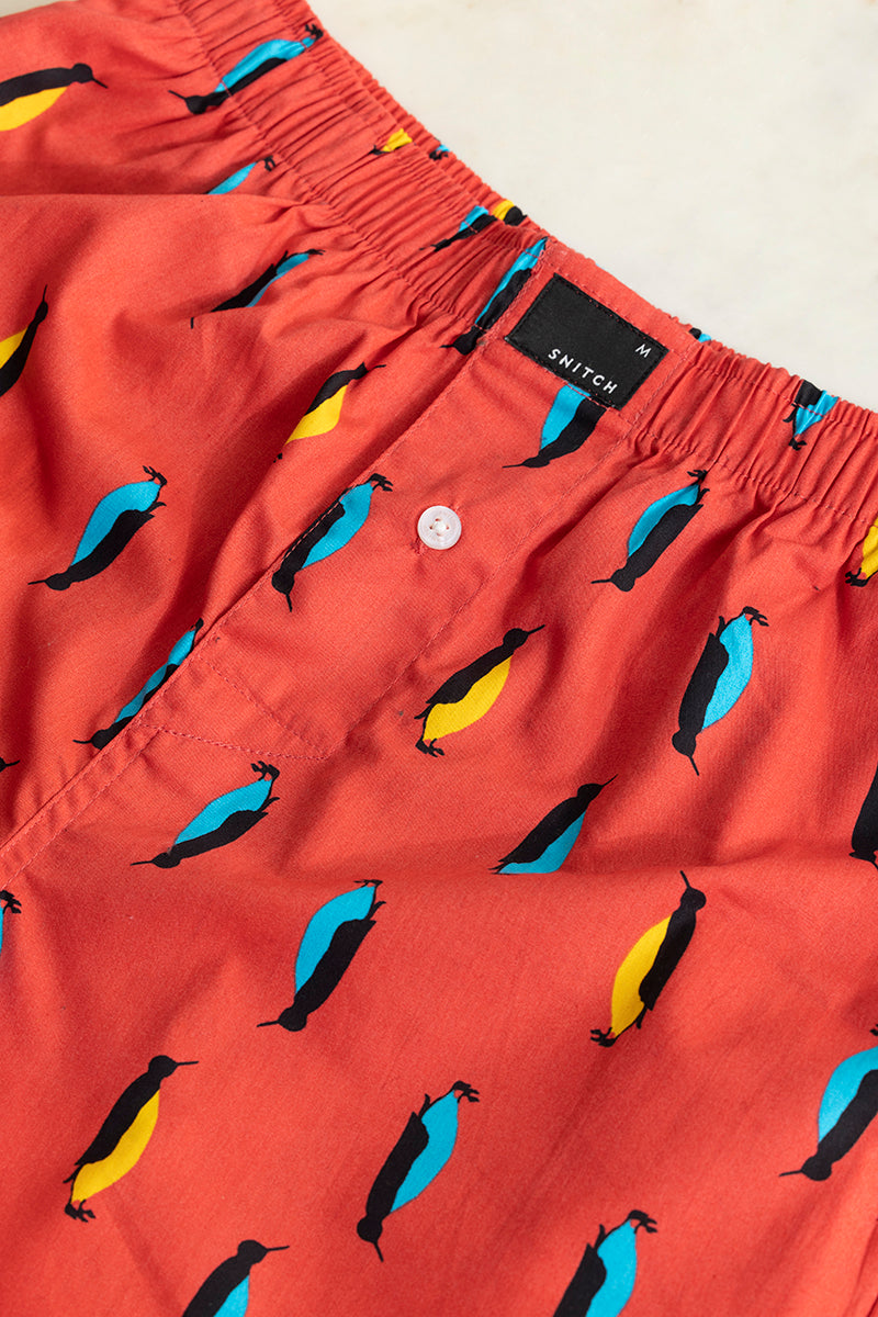 Penguin Print Red Boxer