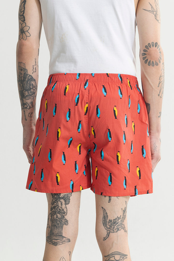 Penguin Print Red Boxer