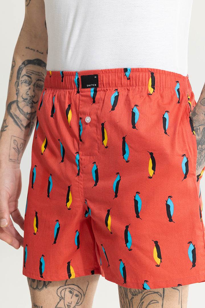 Penguin Print Red Boxer