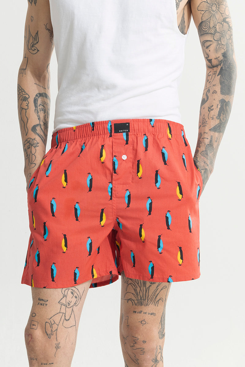 Penguin Print Red Boxer