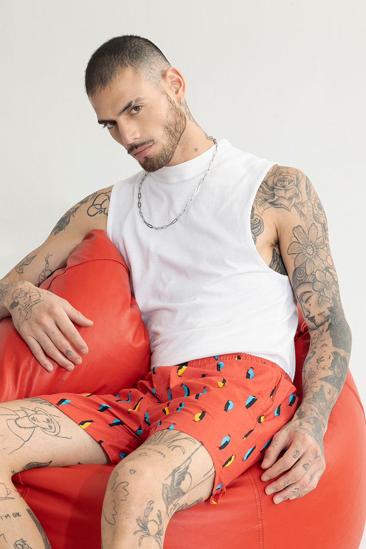 Penguin Print Red Boxer