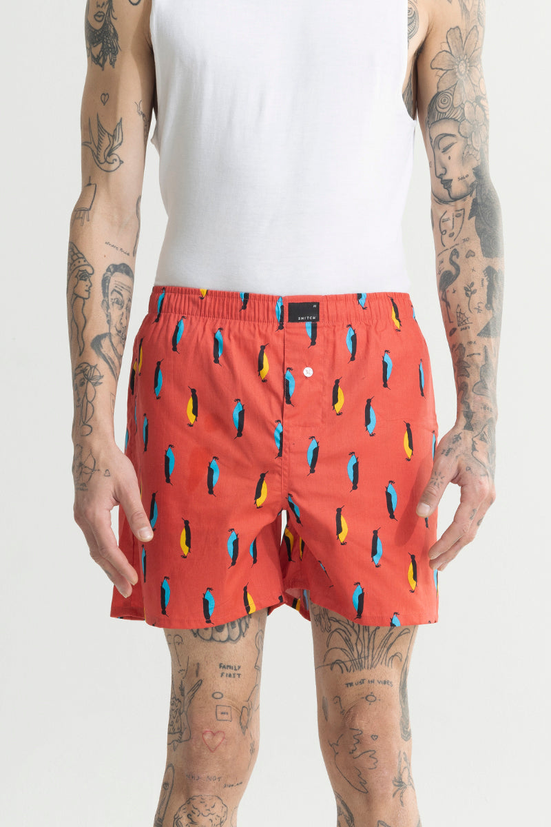 Penguin Print Red Boxer