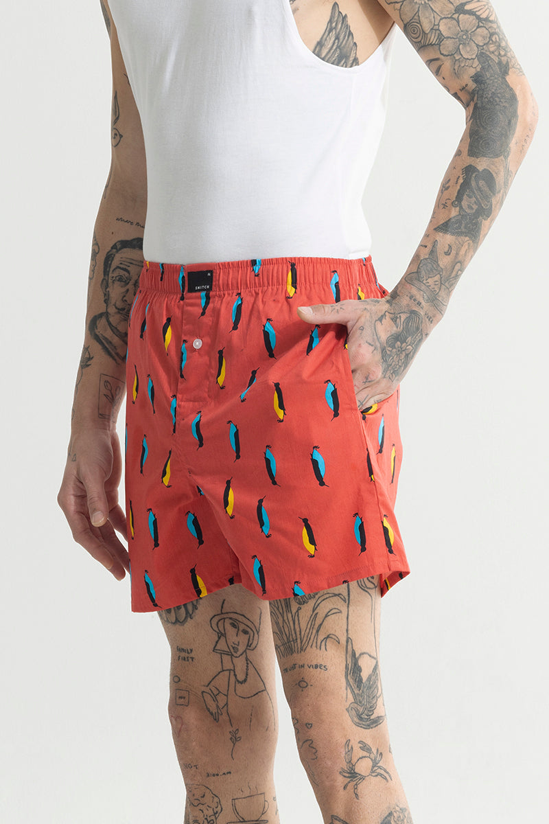 Penguin Print Red Boxer