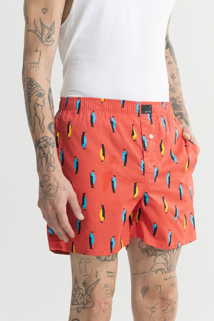 Penguin Print Red Boxer