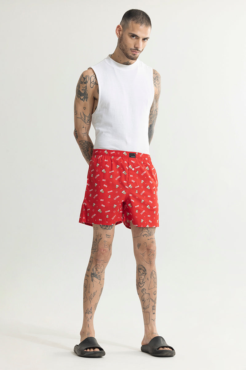 Chai Printed Red Boxer