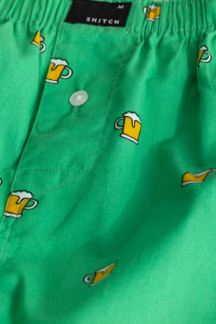 Beer Print Green Boxer