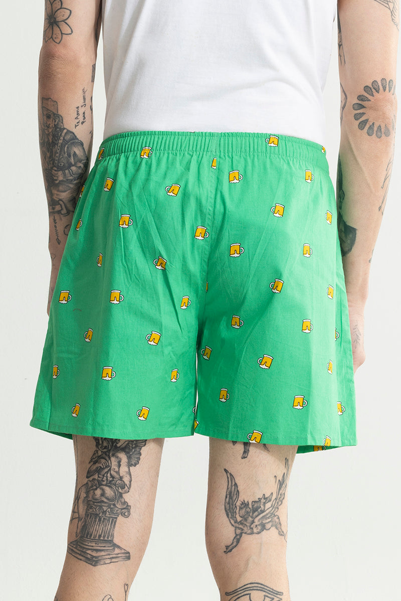 Beer Print Green Boxer