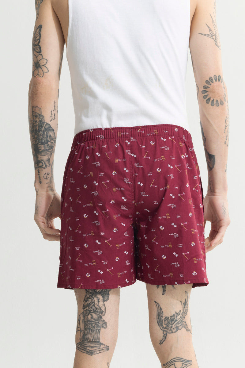 Skateboard Print Red Boxer