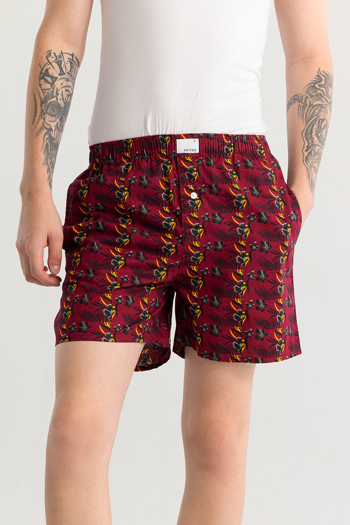 Eivind Floral Maroon Boxer