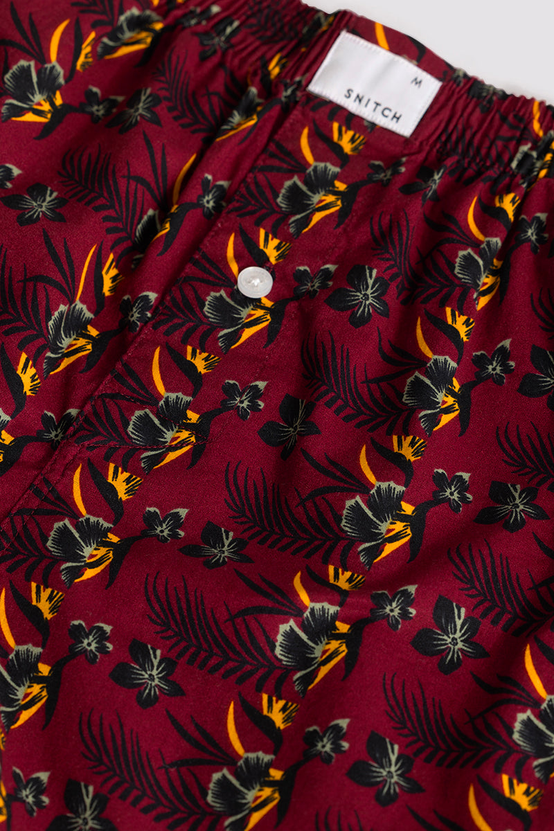 Eivind Floral Maroon Boxer