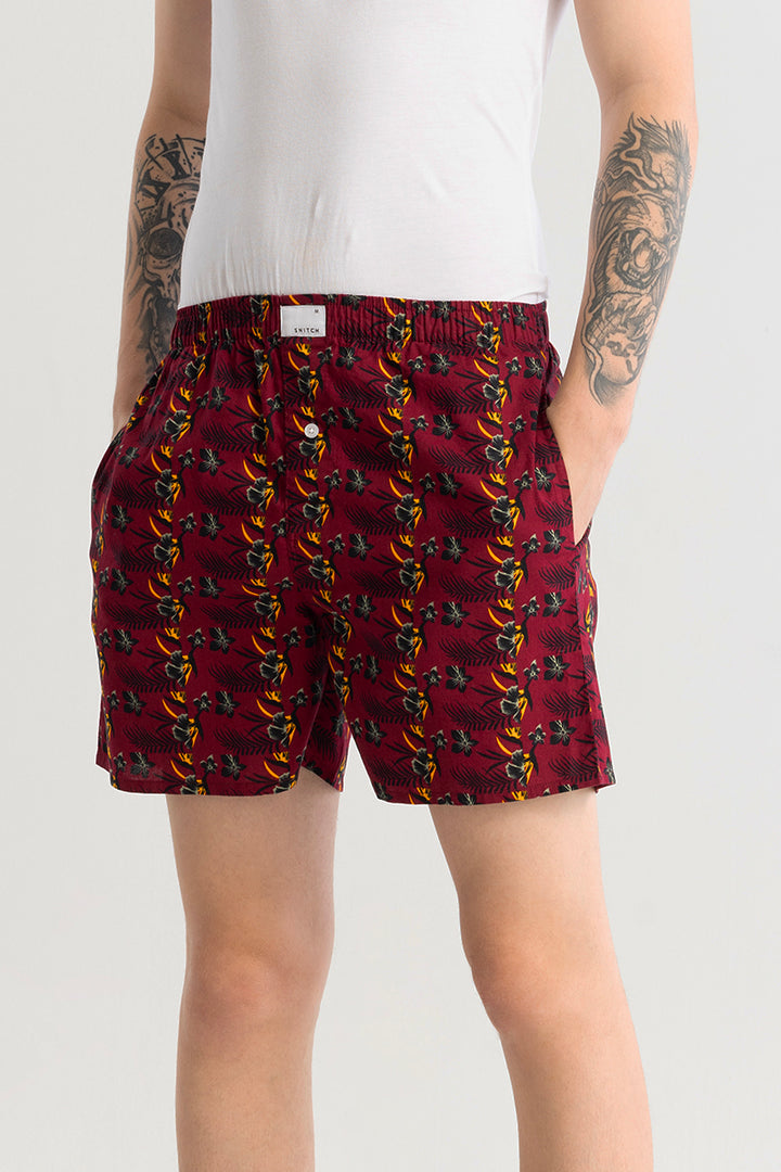 Eivind Floral Maroon Boxer