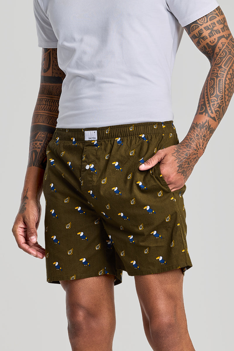 Olive Printed Boxers