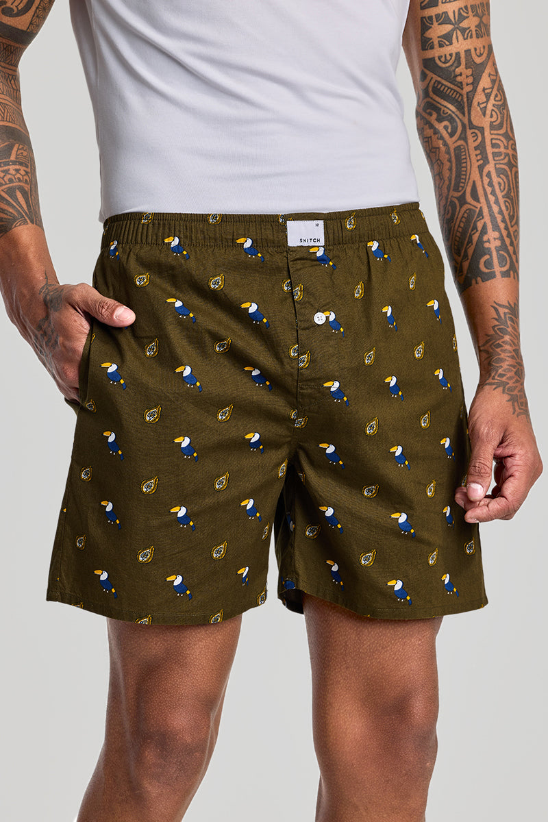 Olive Printed Boxers