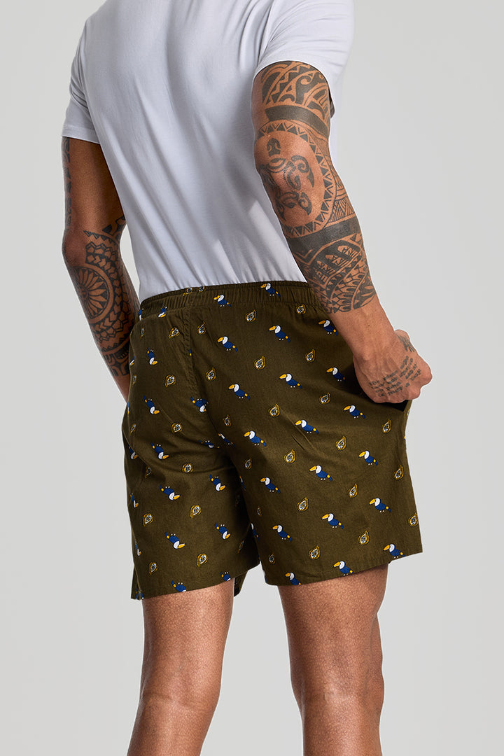 Olive Printed Boxers