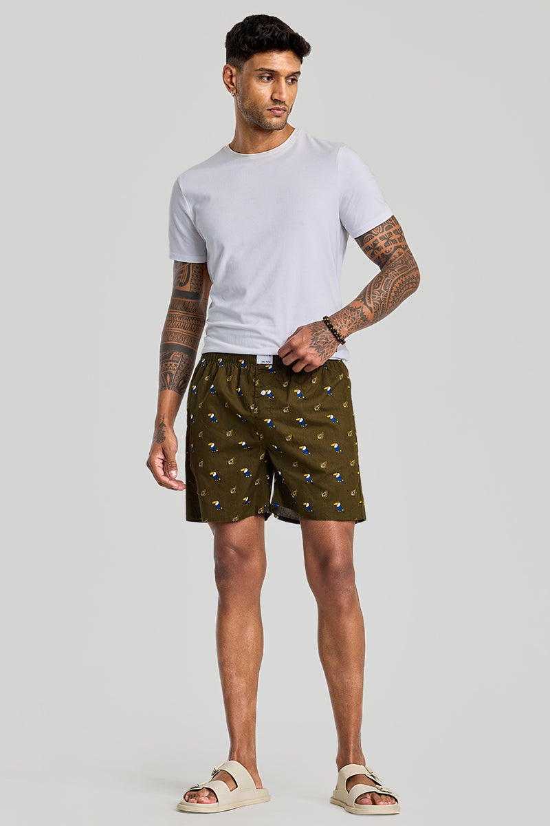 Olive Printed Boxers