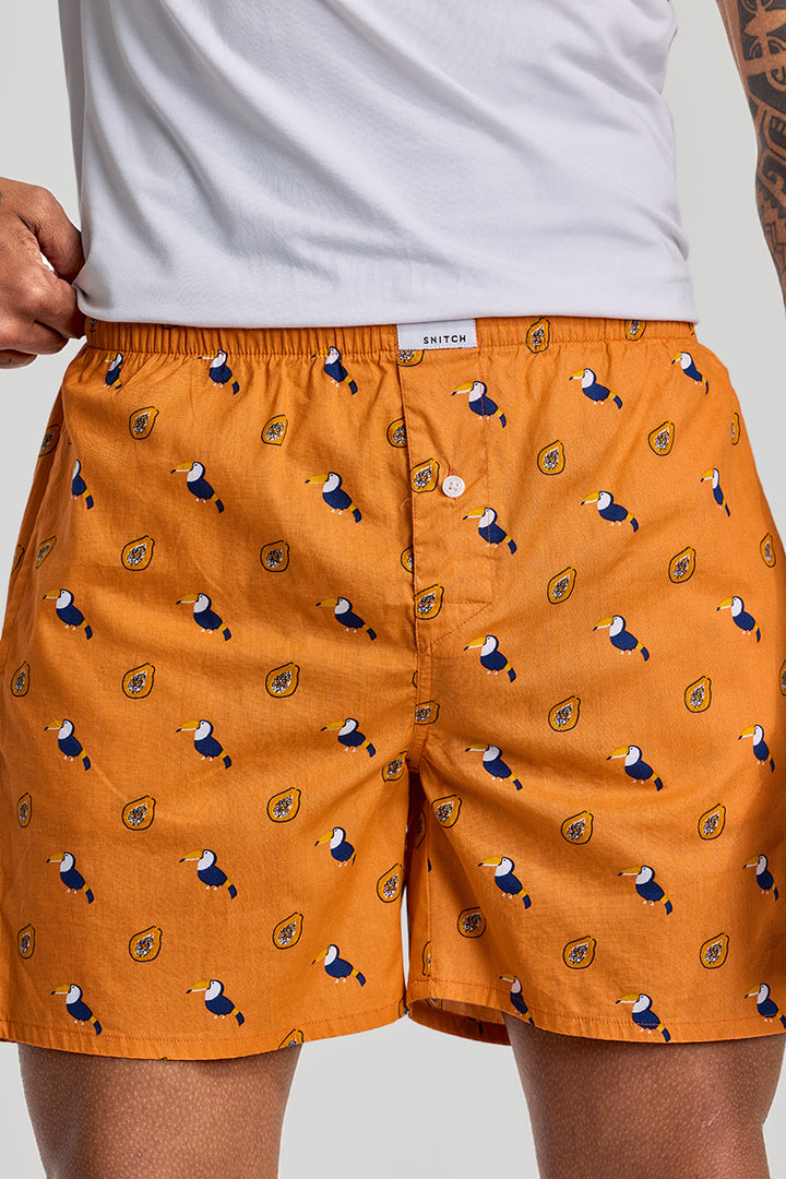 Orange Printed Boxers