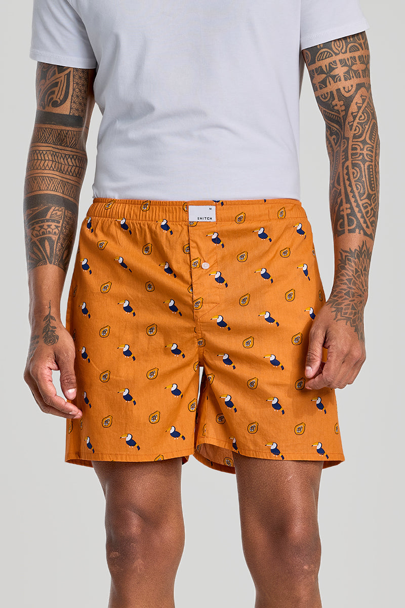 Orange Printed Boxers