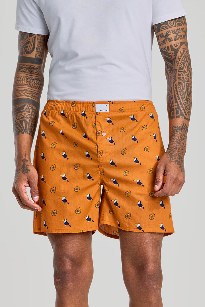 Orange Printed Boxers