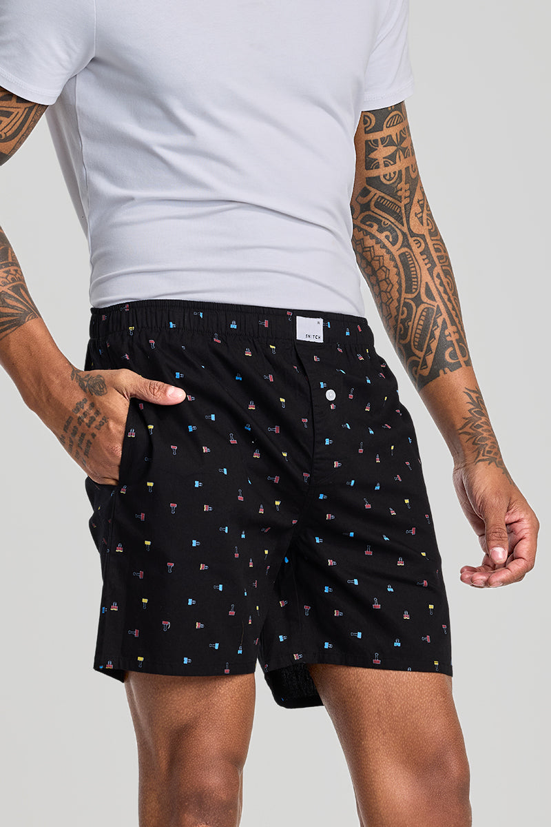 Black Printed Boxers