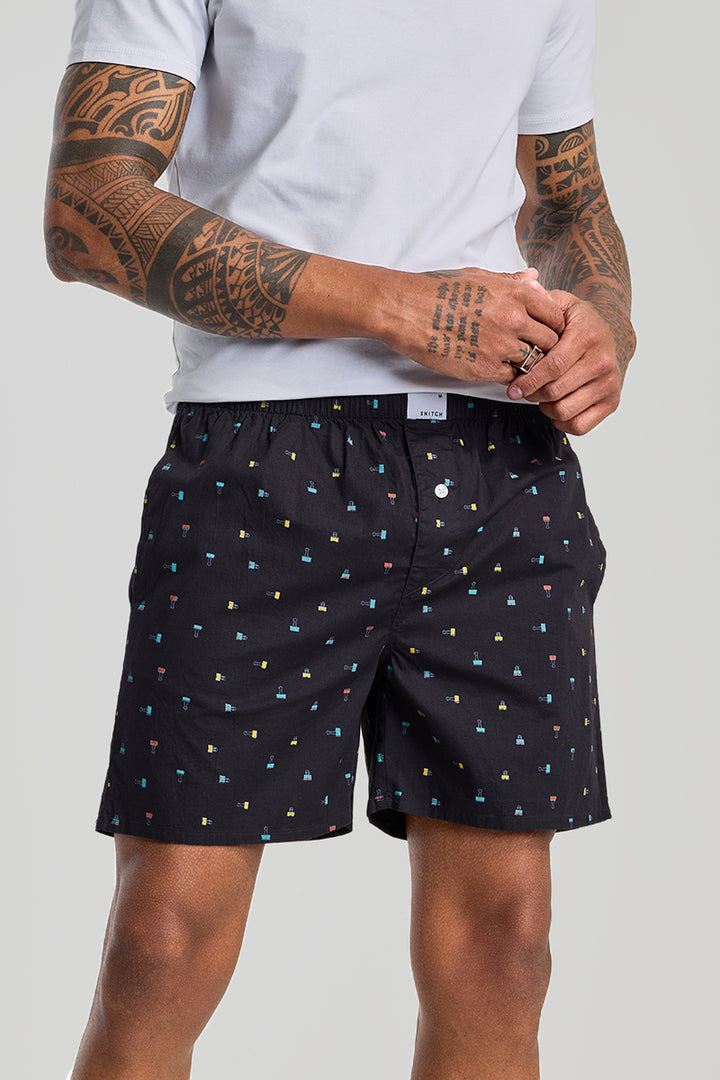 Navy Printed Boxers