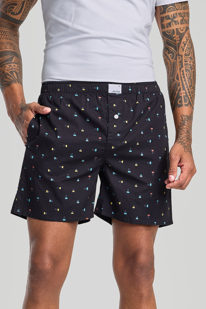 Navy Printed Boxers