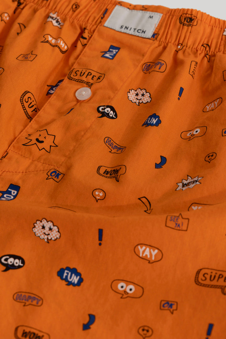 Orange Printed Boxers