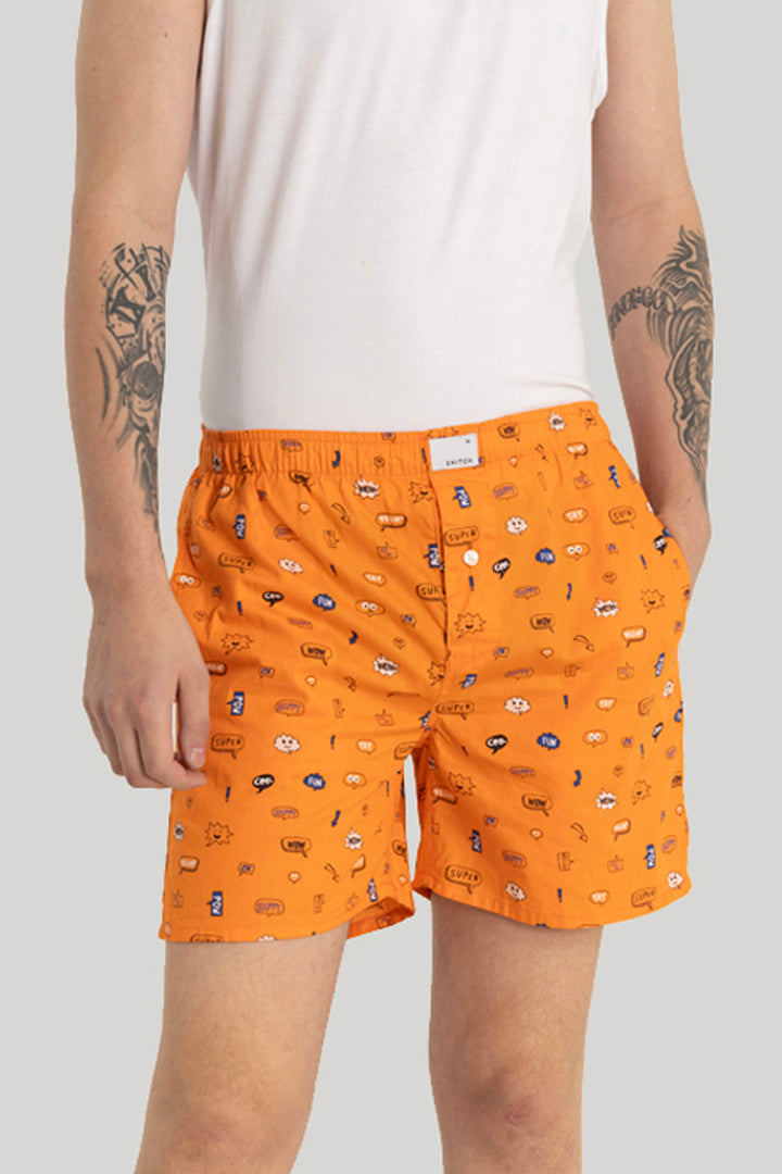 Orange Printed Boxers