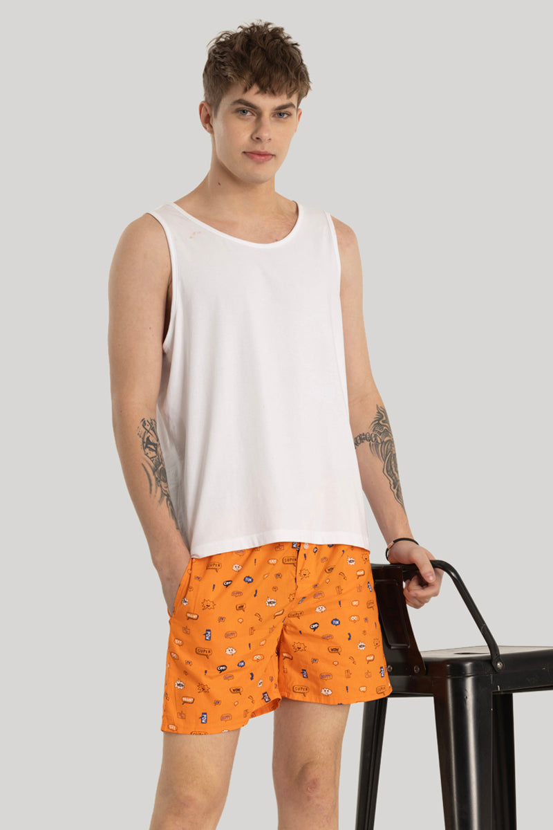 Orange Printed Boxers