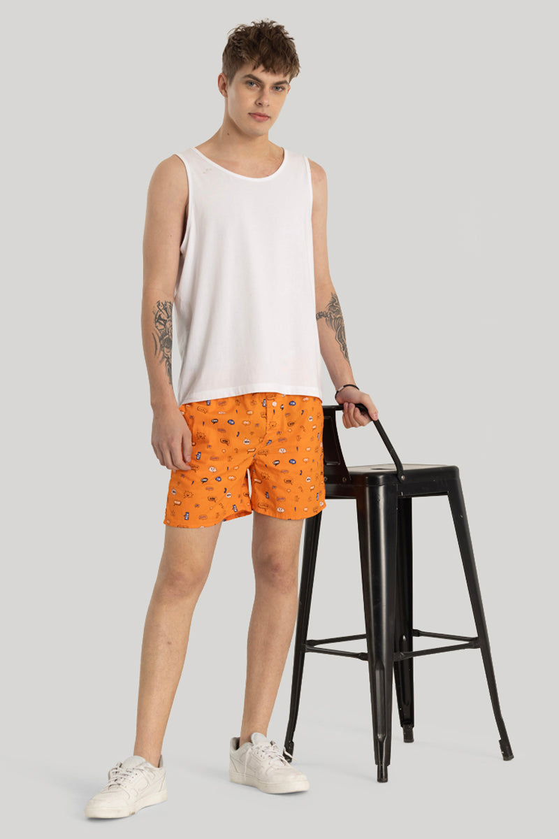 Orange Printed Boxers