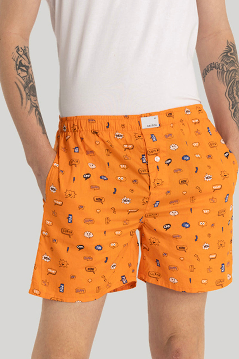 Orange Printed Boxers