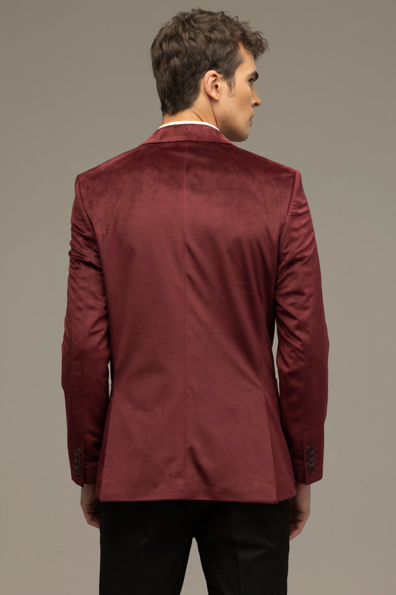 Velvet Verve Maroon Blazer