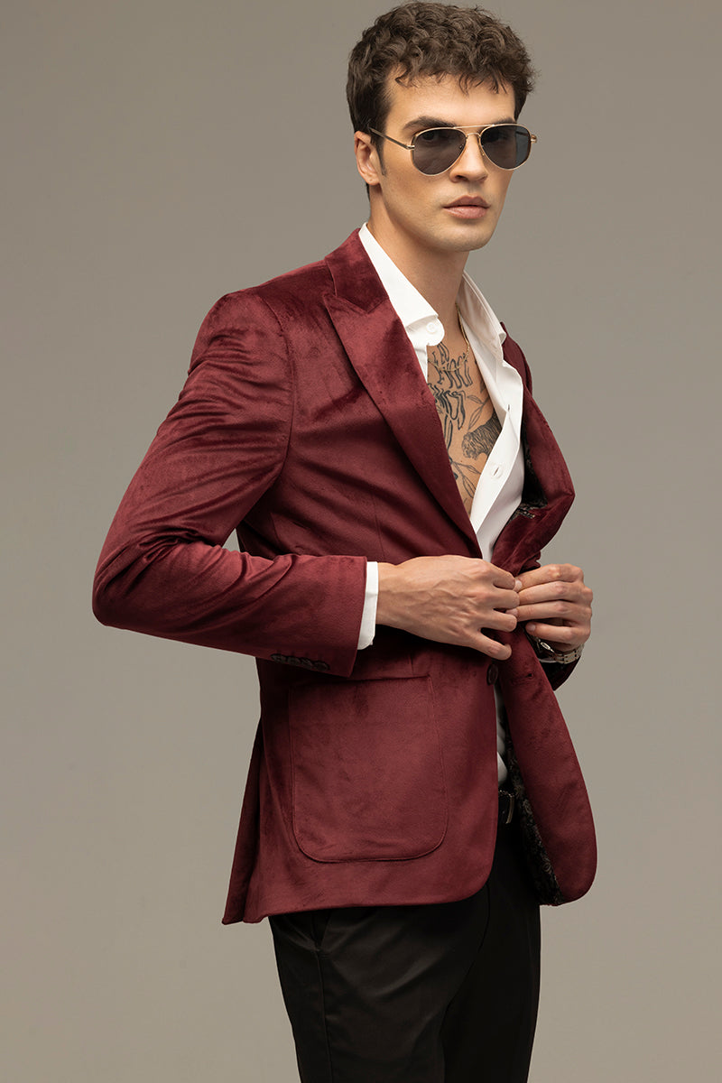 Velvet Verve Maroon Blazer