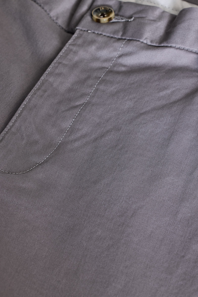 Grey Zipper Pocket Slim Fit Chinos