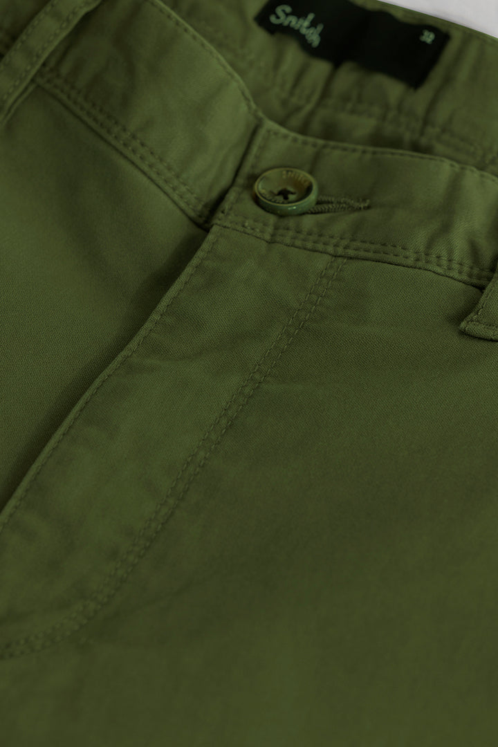 Astral Green Plain Slim Fit Chinos