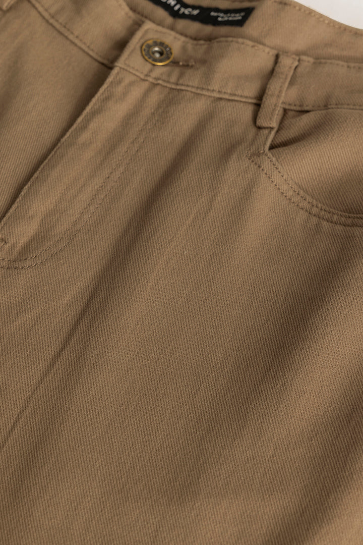 Camille Khaki Plain Relaxed Fit Chinos