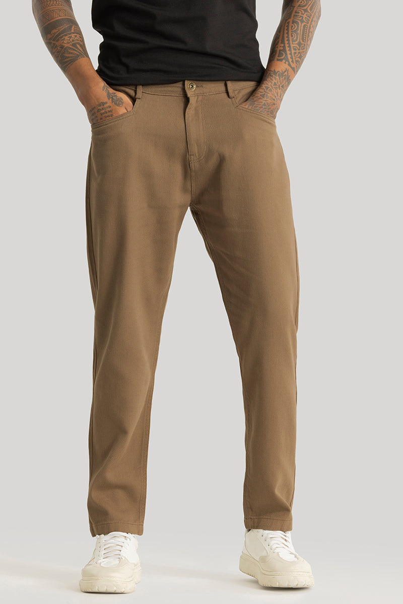 Camille Khaki Plain Relaxed Fit Chinos