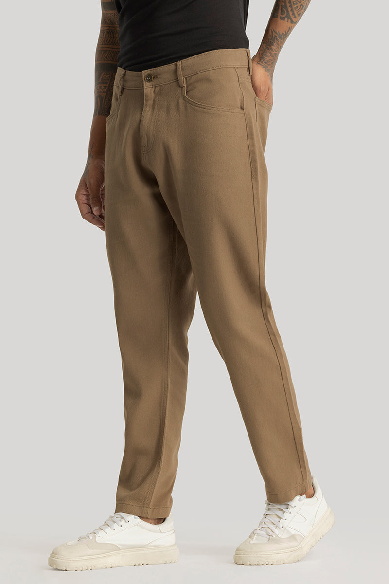 Camille Khaki Plain Relaxed Fit Chinos