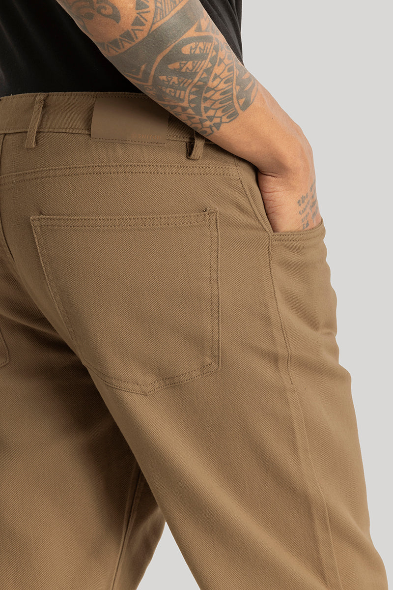 Camille Khaki Plain Relaxed Fit Chinos